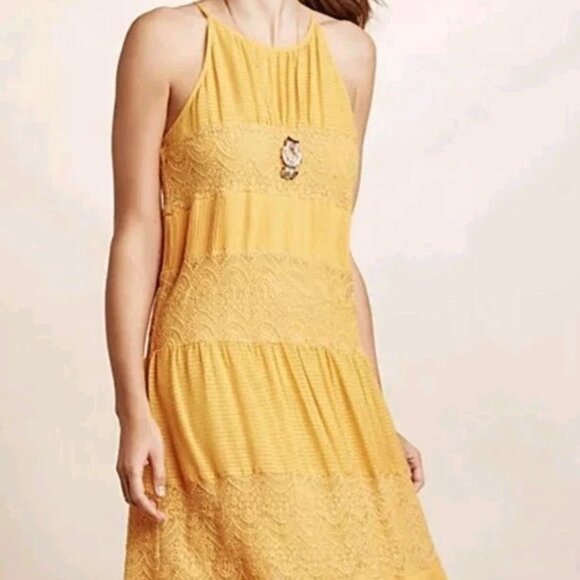 Anthropologie HD In Paris Villanelle Lace Dress Small Petite Yellow - Picture 1 of 12